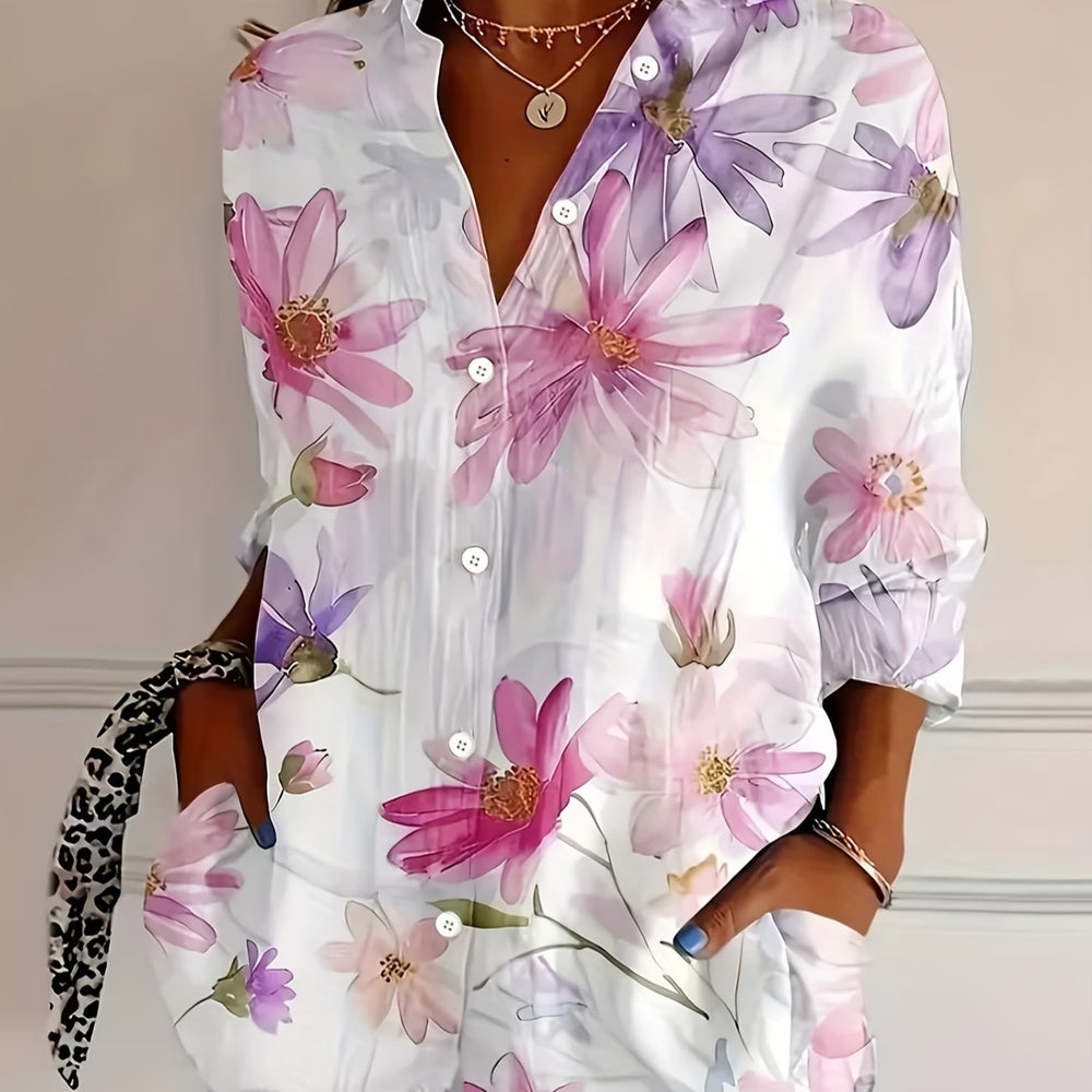 wholesale women's long-sleeved shirts, trendy all-season shirts with popular cross-border print designs, dropshipping available