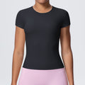 New arrivalcasual sports short-sleeved waist slimming look breathable yoga t-shirt running training naked fitness tops