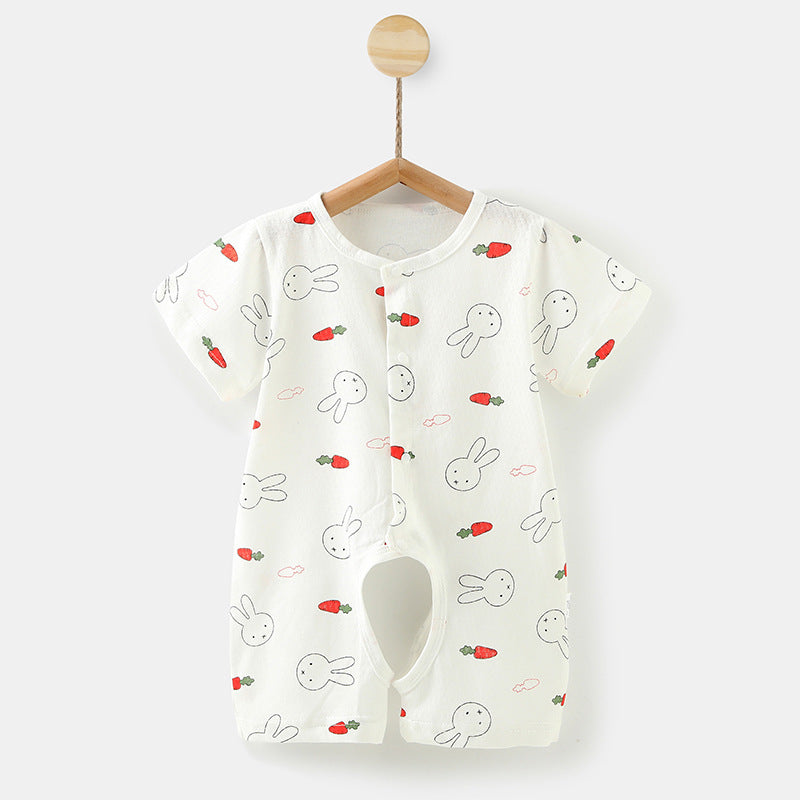 Baby short-sleeve romper, 100% cotton, newborn infant sleep sack, crawling suit, 0-1 year old, summer lightweight clothing