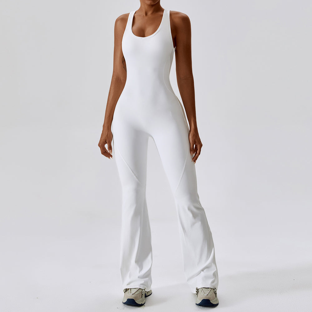 European and american quick-dry compression yoga outfit - dance, workout, and fitness - butt-lifting, tummy-control, bootcut one-piece yoga suit 8117