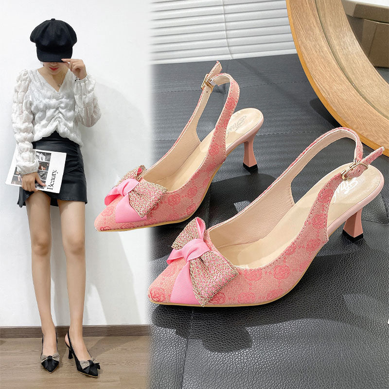2026exportplus sizeprinting high heels women's outwearfashion style pointed toe bows toe women's sandals