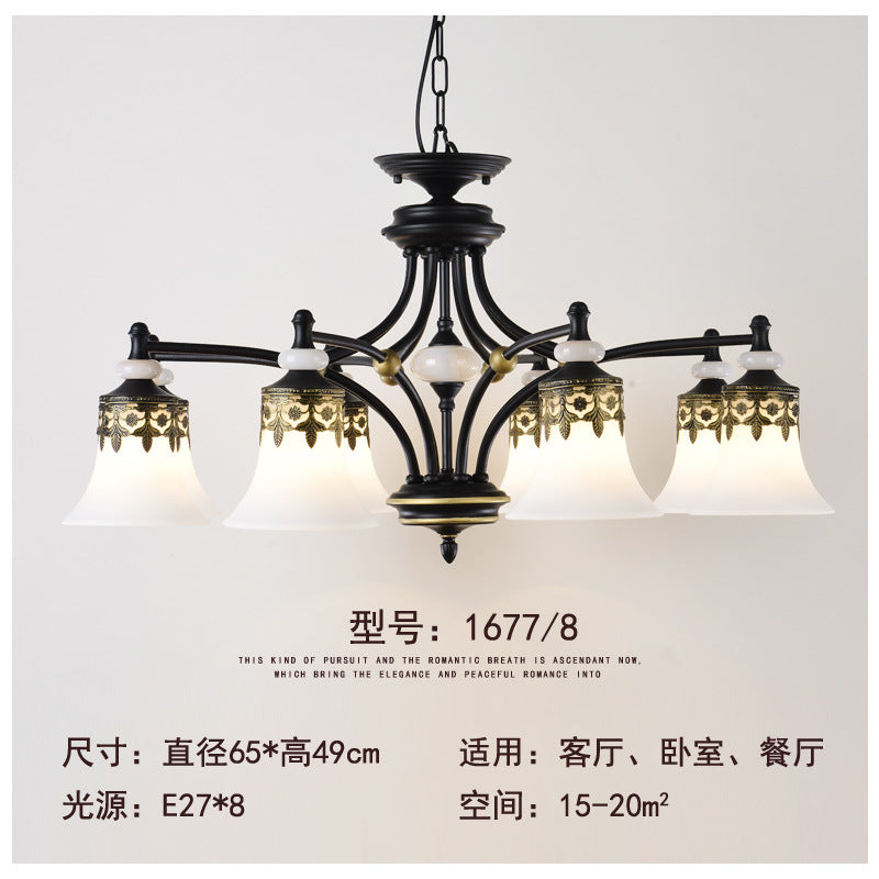 American country lamp, living room lamp, atmospheric bedroom, warm wrought iron lamps, creative retro dining room ceiling art chandelier