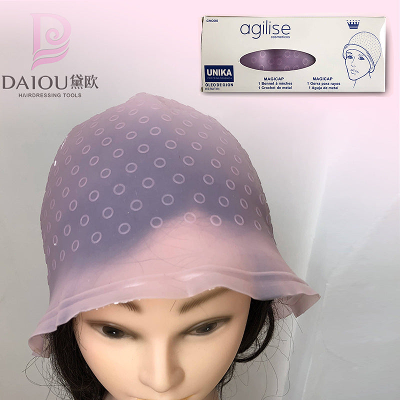 Factory direct sales silicone highlight dyeing cap, special silicone artifact for barber shop, highlight dyeing hat with dye needle hair dyeing tool