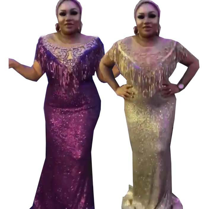 supply  sequin tassel mop long skirt pullover beaded sexy hip-covering elegant evening dress special price