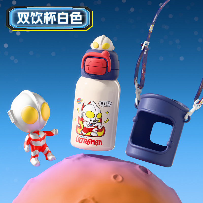 Ultraman kids' insulated water bottle - perfect for school, food-grade 316 stainless steel, elementary school students, baby straw cup