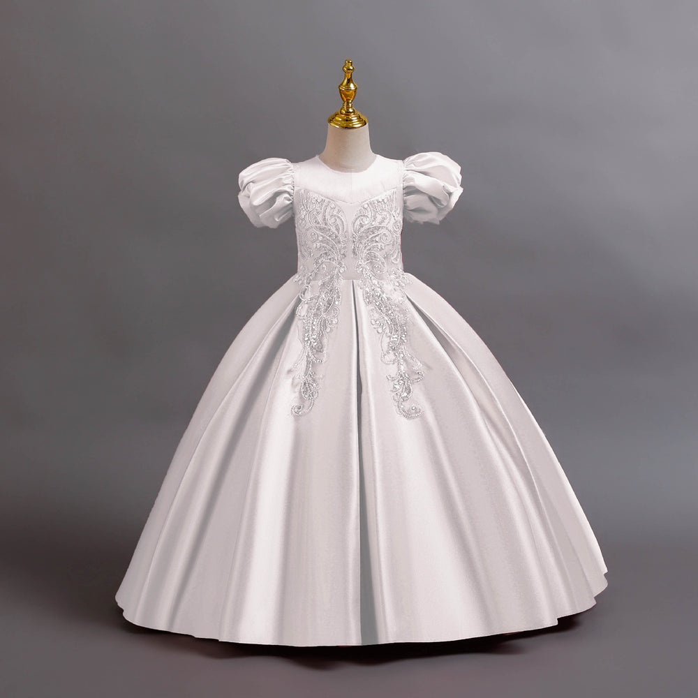 New arrival: satin sequin princess dress for girls - perfect for flower girls, piano recitals, and special occasions