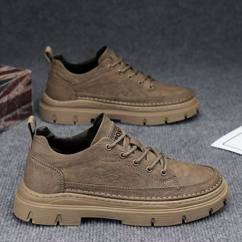 Men's shoes 2026 new winter casual leather shoes men's martin boots low-top non-slip soft sole student work boots