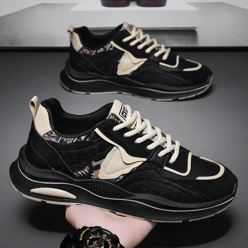 Men's fall/winter 2025 new trendy soft sole athletic casual shoes - men's chunky platform height increasing dad shoes - men's streetwear