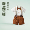 Boys' short-sleeve t-shirt and romper set - stylish, trendy, and cool summer outfit for little ones