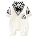 Newborn infant spring/autumn double-layer romper - baby boy/girl gentleman style outfit for spring and autumn, perfect for crawling and outdoor wear