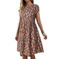 Women's summer casual floral print batwing sleeve dress, summer dress spring apparel