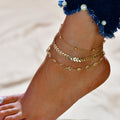 European and american cross-border trendy fashion fishbone chain anklet summer beach anklet women's beaded chain arrow zircon three-piece anklet set