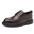 Genuine leather men's dress shoes - new business formal brogue style, british casual, black, for weddings and grooming