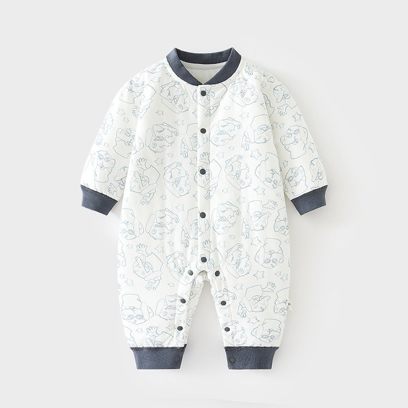 Babibele baby cotton-padded romper, quilted autumn/winter bodysuit, seamless onesie, lightweight cotton, thickened, snap-crotch crawling suit for infants and toddlers