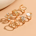 Wholesale floral heart women's ring set - european and american creative versatile hollow ring alloy ins sweet jewelry