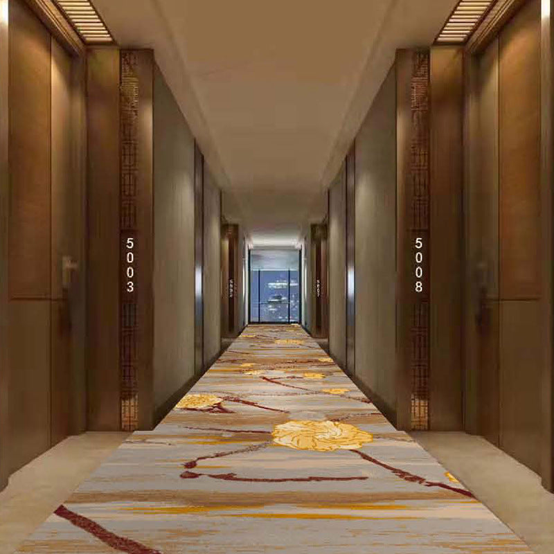 Hotel corridor aisle carpet new chinoiserie nylon printing 800g thickeneded flame retardant b1 pass-through floor stain-resistant aisle carpet