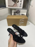 Za new 2024 round toe slingback high heel sandals - silk satin texture, bow accent, stiletto heel, open toe fashion heels