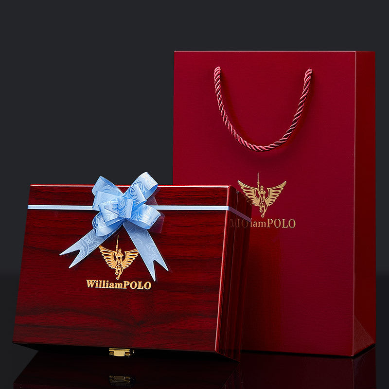 Emperor Paul Solid Wood Gift Box Belt Wallet Gift Gift Mahogany Gift Box Blue Gift Box Manufacturer Genuine Wholesale