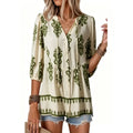 summer new arrival: pullover v-neck casual printed oversized top