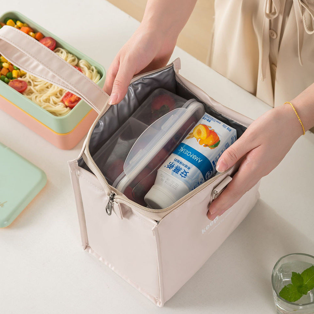 Customized pu bento bag, large-capacity student lunch box bag, lunch bag, office workers bring rice, portable bento bag, thermal insulation bag