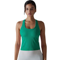 fashionpure color thread high elastic tight i-shaped long vest sports running fitness yoga wear tops for women