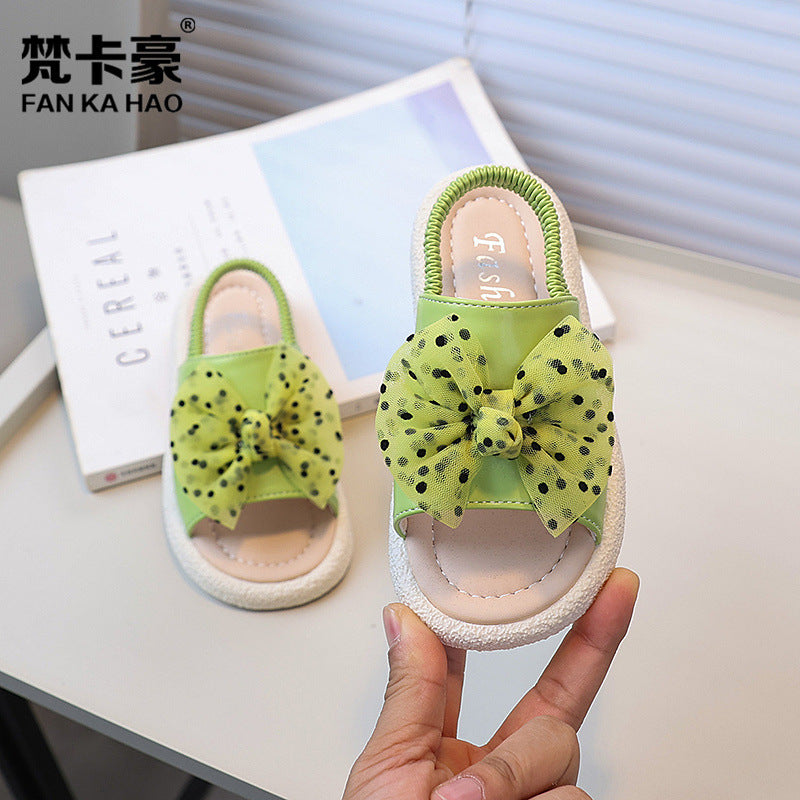 Vancahao niche design girls' bowknot princess sandals -  summer new arrivals - kids' slip-on beach sandals