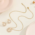 European and american style zircon necklace and earring set - high-end gemstone, light luxury, cross-border, round necklace, women's jewelry wholesale