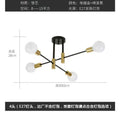 Nordic black gold 8-light linear ceiling light, modern minimalist iron art living room bedroom creative cross branch pendant lamp