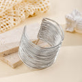 Punk wide version bracelet wholesale european and american cross-border jewelry brushed line alloy bracelet exaggerated golden open bracelet