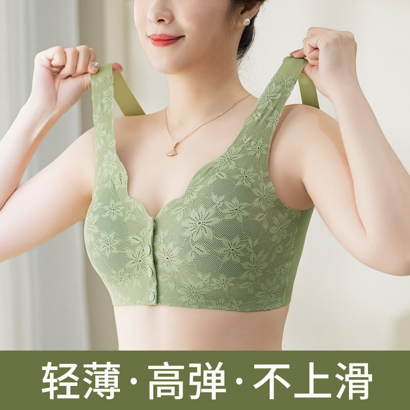 Mom underwear front buckle bra seamless gather the elderly vest middle-aged women without steel rim vest bra women