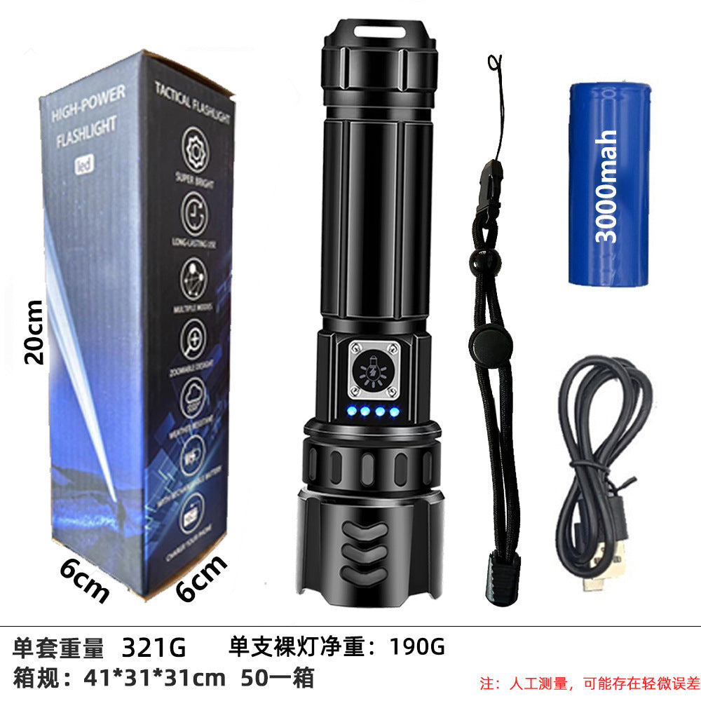 Cross-border explosive aluminum alloy strong light flashlight battery outdoor convenient emergency small zoom remote shooting flashlight
