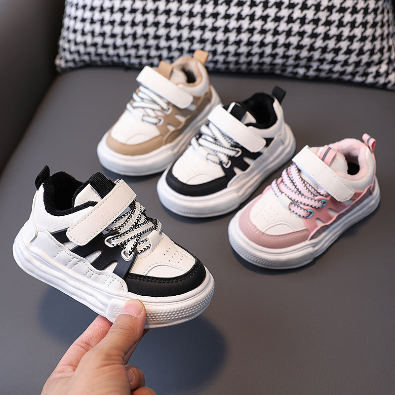 Kids sports shoes non-slip soft bottom baby second cotton shoes boys and girls fleece-linedcotton heattech shoes dissolving shoes