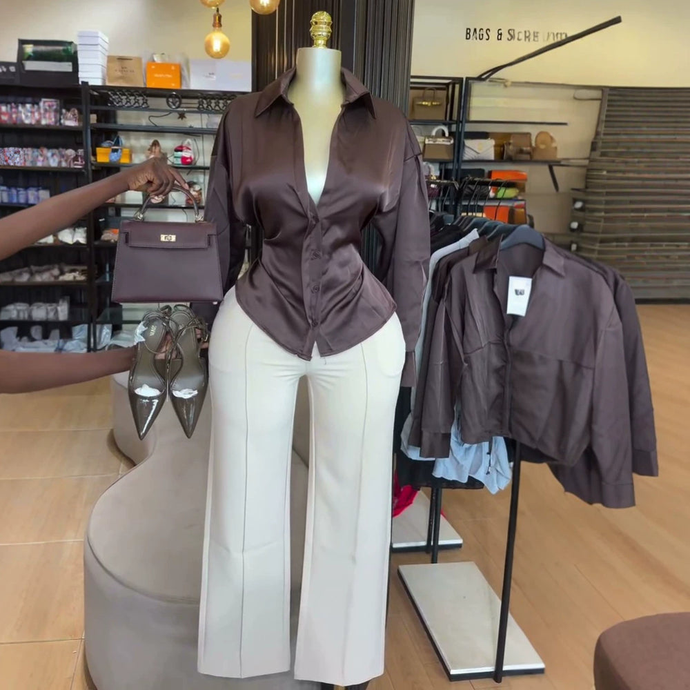 European and american cross-border women's clothing:  summer new arrival - elegant and stylish design, tie-waist, long-sleeved shirt top