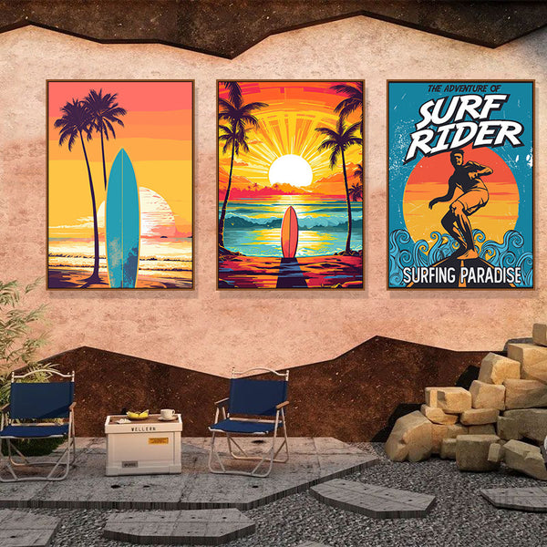 Vintage American Decorative Painting Music Dining Bar Pub Coffee Shop Ocean View Restaurant Beach Coconut Sunset Surf Painting