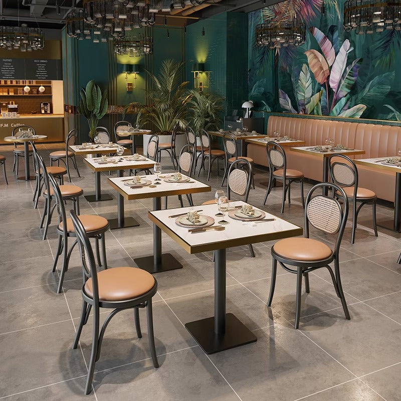 Customized dessert milk tea shop rock slab table and chair combination simple burger steak noodle shop coffee western restaurant card seat sofa