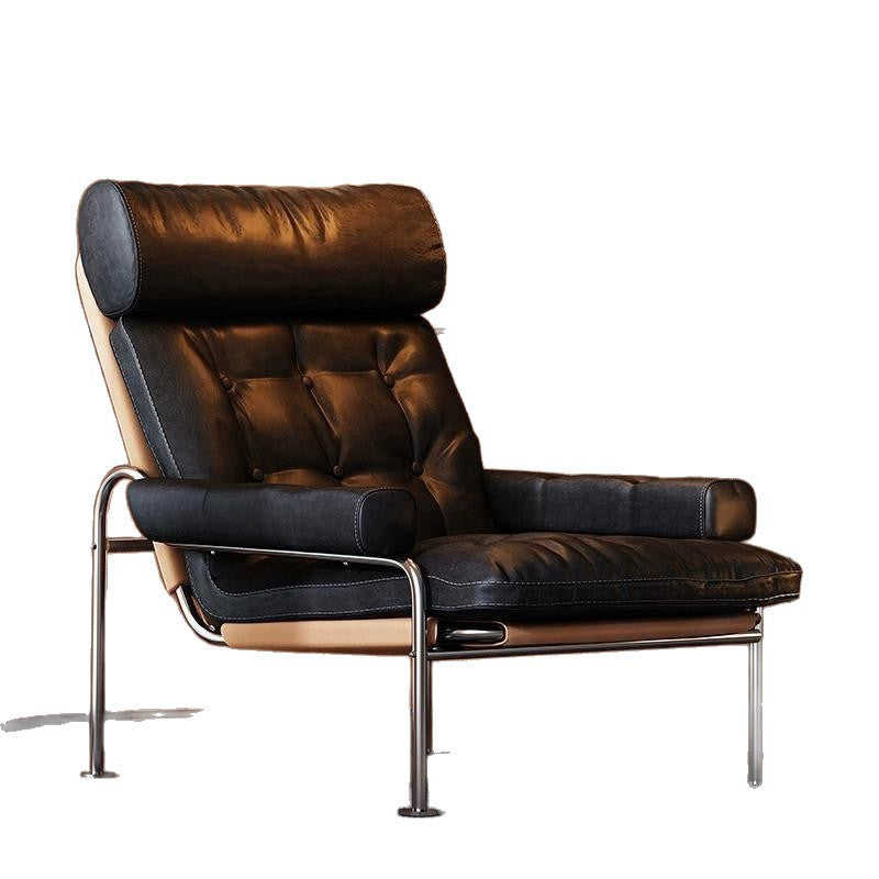 Used cigar chair bauhaus style oil wax genuine leather sofa chair designer accessible luxuryclassy living room armrest single chair