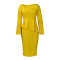 D314 european and american plus size women's clothing  autumn new fashion asymmetrical neck elegant long sleeve african export dress