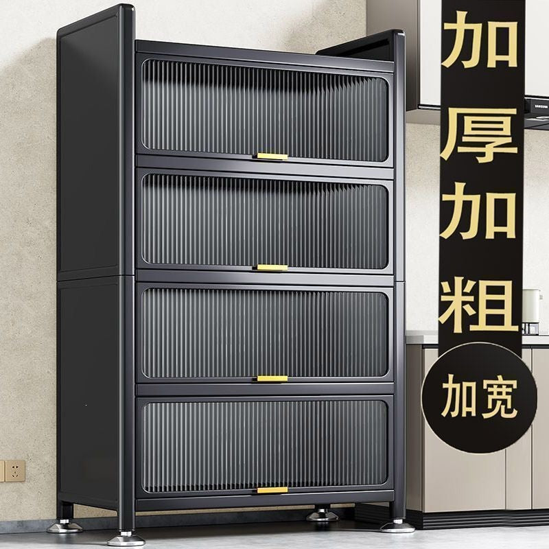 Best sellingfor homekitchen rack cabinet steel multi-layer thickened cupboard pulley storage cabinet microwave oven storage cabinet