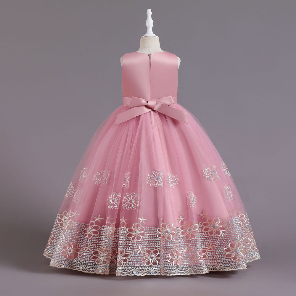 Export kids dress embroidered hot diamond princess dress female flower girl party piano performance dresskids dress