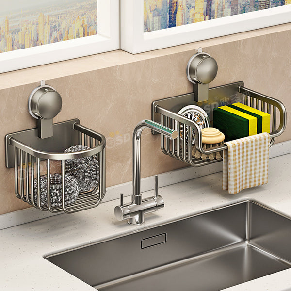Suction cup, kitchen rack, wall hanging, no punching, sink, rag, drain basket, dishwasher, steel ball sponge storage rack