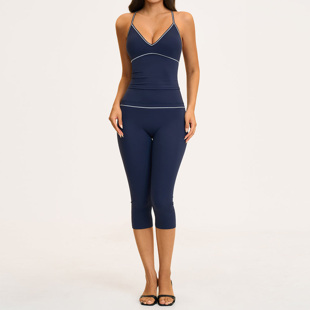 new yoga outfit: high-waisted peach lift, color block, push-up, and beautiful back design - activewear set 9615