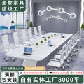 Saint li white lacquer conference table - long table, minimalist modern style, large conference room table and chair set, rectangular office desk