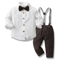Spring boys' vest gentleman's suit new children's set long sleeve white shirt overalls runway birthday performance outfit