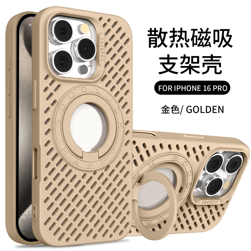 Cooling magnetic ring stand phone case for apple 16 pro max, silicone soft case with cutout design, iphone 15 protective cover