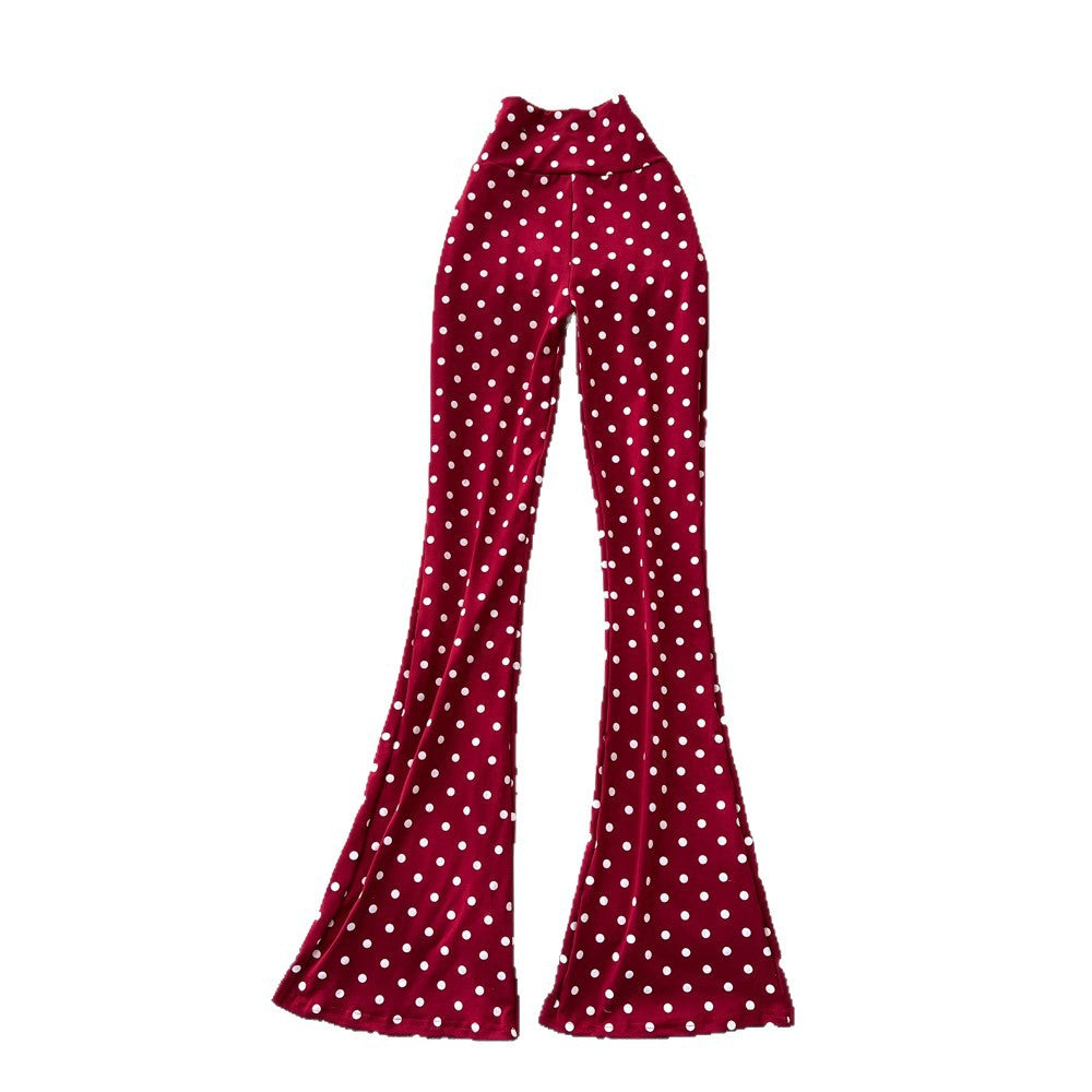 Retrohigh waistlooseeasiest for matchpolka dot slightly flared pants for women summer lazy style slimming lookslimming lookcasualpantsk-style