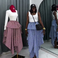 European and american cross-border women's fashion:  summer new arrival - high-waisted, asymmetrical tie-up casual a-line midi skirt