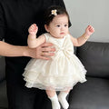 Summer korean style fashionable 100-day celebration princess romper outfit, baby spring clothes, chic mesh bodysuit dress for baby girls