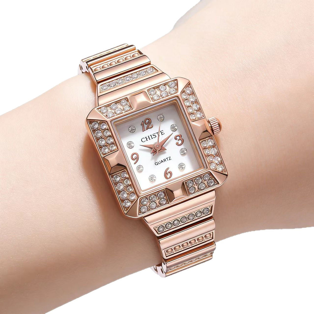 New arrival square light luxury fashion women's watch women's style ins cold wind chain diamond-encrusted student party cross-border women's watch