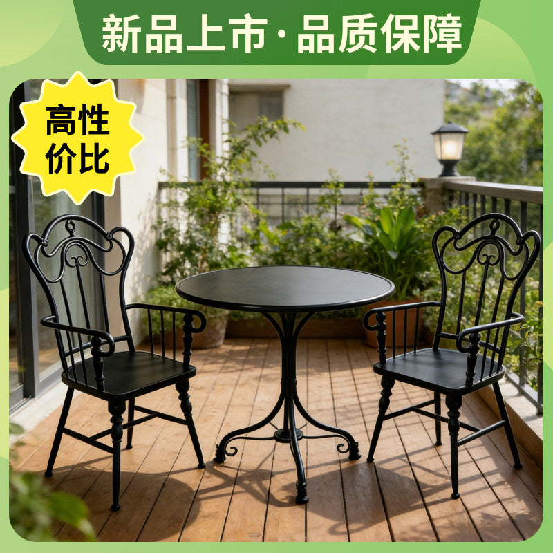 Balcony & patio european minimalist iron coffee table and chair set - stylish, durable, and perfect for afternoon tea