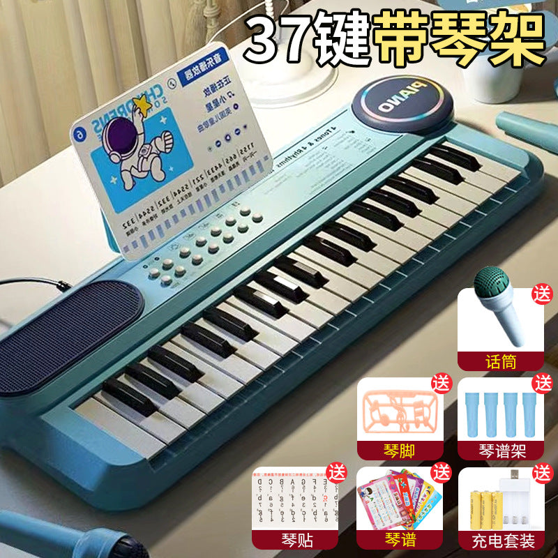 37-key digital piano with microphone, multi-functional educational early learning music piano for kids, beginner-friendly playable toy